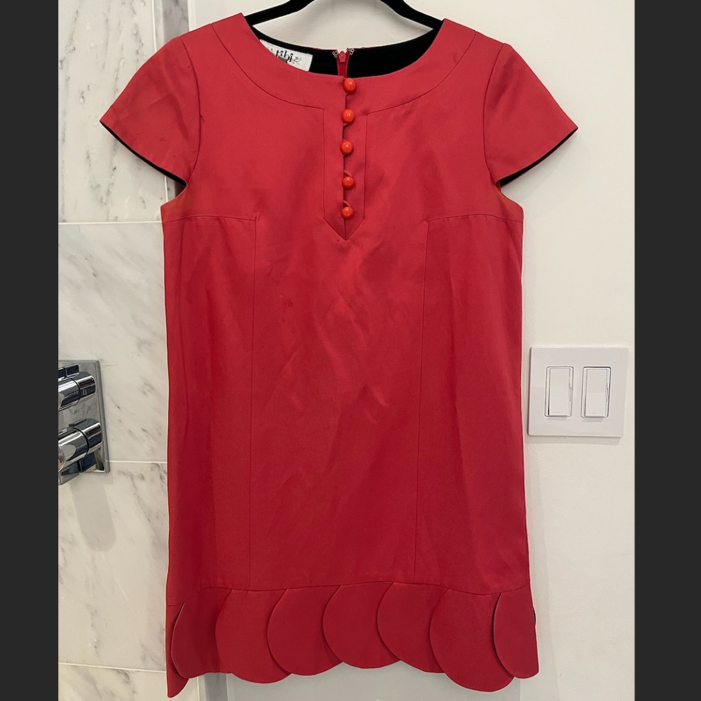 Tibi Shift Dress With Scalloped Hem